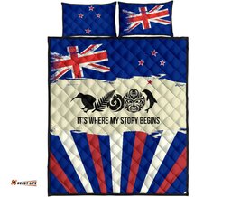 New Zealand Where My Story Begins Quilt Bed Set Blue