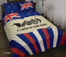 New Zealand Where My Story Begins Quilt Bed Set Blue