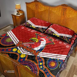 Roosters Rugby Christmas Quilt Bed Set Merry Xmas Mix Aboriginal Art