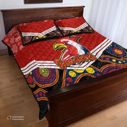 Roosters Rugby Christmas Quilt Bed Set Merry Xmas Mix Aboriginal Art