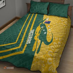 Australia Socceroos Indigenous Quilt Bed Set Green & Gold