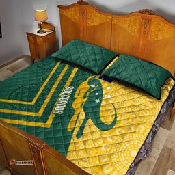 Australia Socceroos Indigenous Quilt Bed Set Green & Gold