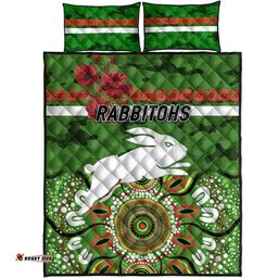 South Sydney Rabbitohs ANZAC Quilt Bed Set Indigenous Vibes Green