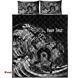 Custom Aboriginal Quilt Bed Set, Torres Strait Islands in Wave Black