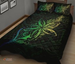 New Zealand Light Silver Fern X Frangipani Tattoo Quilt Bedding Sets Green