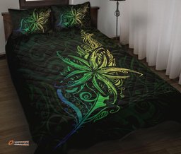 New Zealand Light Silver Fern X Frangipani Tattoo Quilt Bedding Sets Green