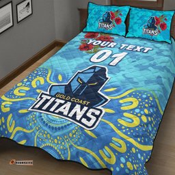 Custom Personalised Gold Coast Titans ANZAC Quilt Bed Set Indigenous Vibes
