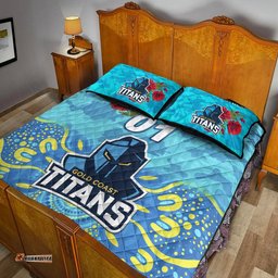 Custom Personalised Gold Coast Titans ANZAC Quilt Bed Set Indigenous Vibes