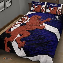 Scotland Celtic Quilt Bed Set Scottish Lion and Thistle Pattern Brush