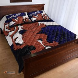 Scotland Celtic Quilt Bed Set Scottish Lion and Thistle Pattern Brush