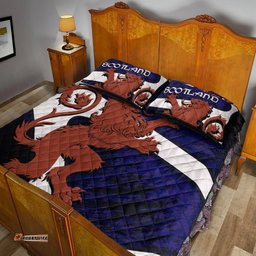 Scotland Celtic Quilt Bed Set Scottish Lion and Thistle Pattern Brush