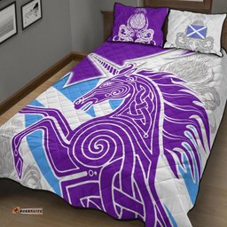 Celtic Scotland Quilt Bed Set Scotland Unicorn and Thistle Pattern