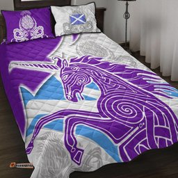 Celtic Scotland Quilt Bed Set Scotland Unicorn and Thistle Pattern