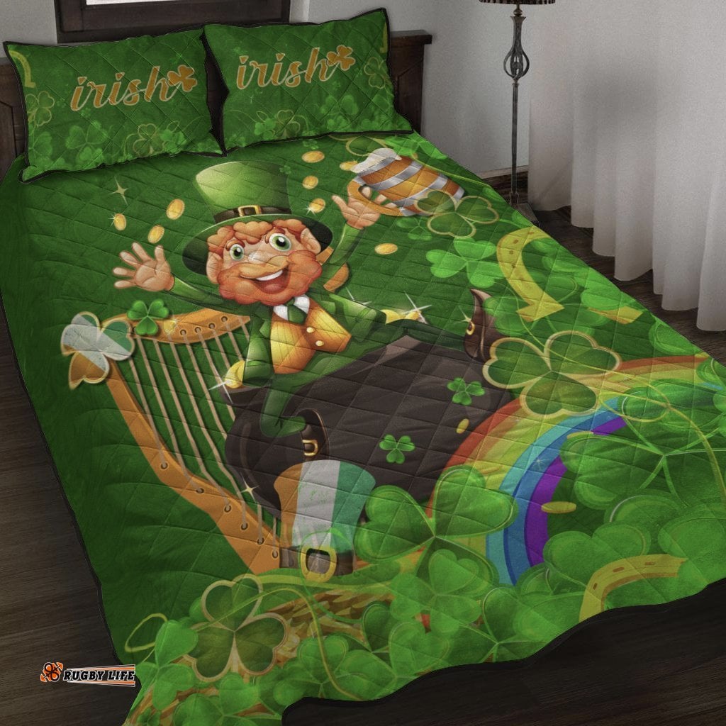 Ireland Celtic Quilt Bed Set Happy Leprechaun