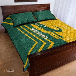 Australia Soccer Quilt Bed Set Green & Gold Go Socceroos