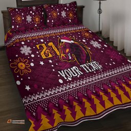 Custom Broncos Rugby Quilt Bed Set Heart Of All Queenland Christmas Vibe Unique