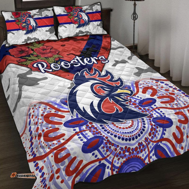 Sydney Roosters ANZAC Quilt Bed Set Indigenous Vibes White