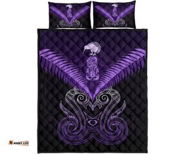 Maori Manaia New Zealand Quilt Bed Set Purple