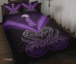 Maori Manaia New Zealand Quilt Bed Set Purple