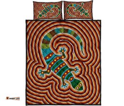 Aboriginal Quilt Cover Set, Lizard Dot Painting Patterns