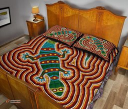 Aboriginal Quilt Cover Set, Lizard Dot Painting Patterns