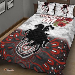 Custom Personalised St. George Illawarra Dragons ANZAC Quilt Bed Set Indigenous Vibes White