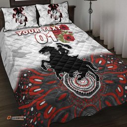 Custom Personalised St. George Illawarra Dragons ANZAC Quilt Bed Set Indigenous Vibes White