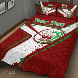 Custom Text Wales Rugby Personalised Quilt Bed Set Welsh Rugby