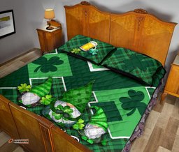 St. Patrick Day Ireland Gnome Quilt Bed Set Shamrock