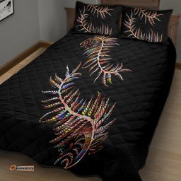 New Zealand Quilt Bed Set Aotearoa Silver Fern Mixed Papua Shell Red Vibe