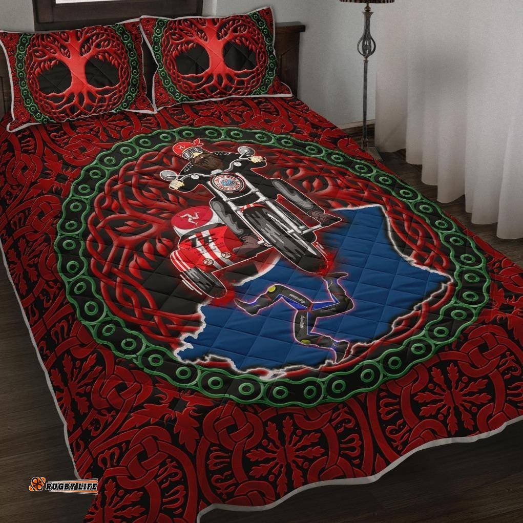 Isle of Man Tourist Trophy races Quilt Bed Set The Celtic spirit of Manx Sidecar Special