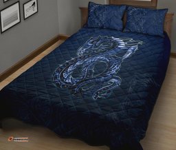 New Zealand Quilt Bed Set, Maori Manaia Quilt And Two Pillow Cases Blue