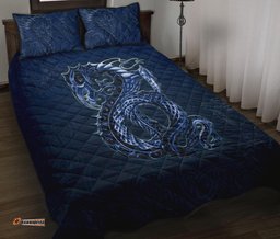 New Zealand Quilt Bed Set, Maori Manaia Quilt And Two Pillow Cases Blue