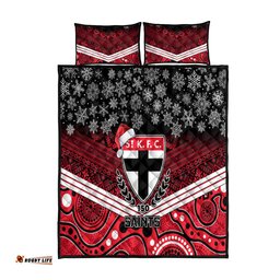 St Kilda Football Christmas Quilt Bed Set Merry Xmas Mix Aboriginal Art 02