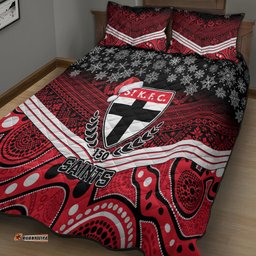 St Kilda Football Christmas Quilt Bed Set Merry Xmas Mix Aboriginal Art 02
