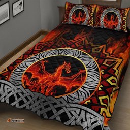 Celtic Dragon Quilt Bed Set Fire Dragon