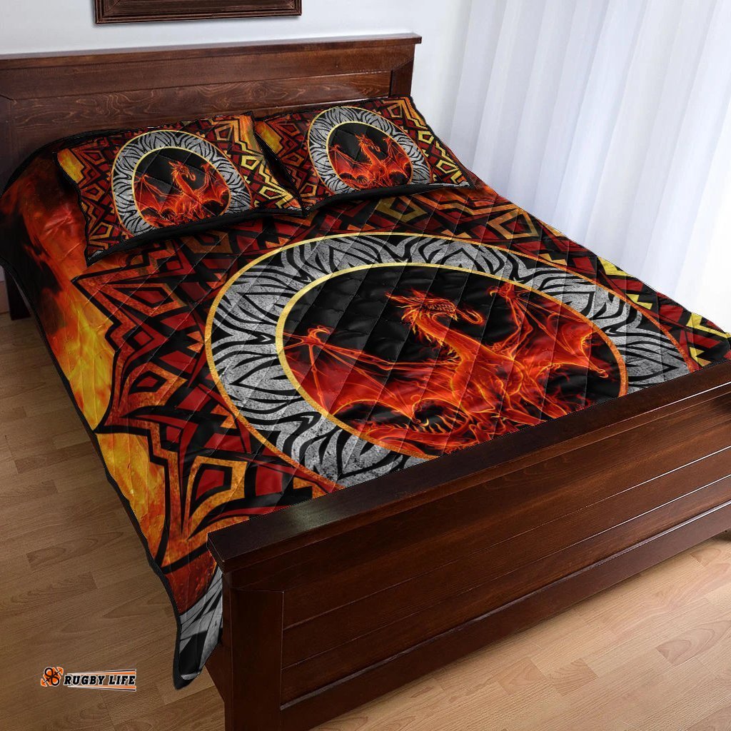 Celtic Dragon Quilt Bed Set Fire Dragon