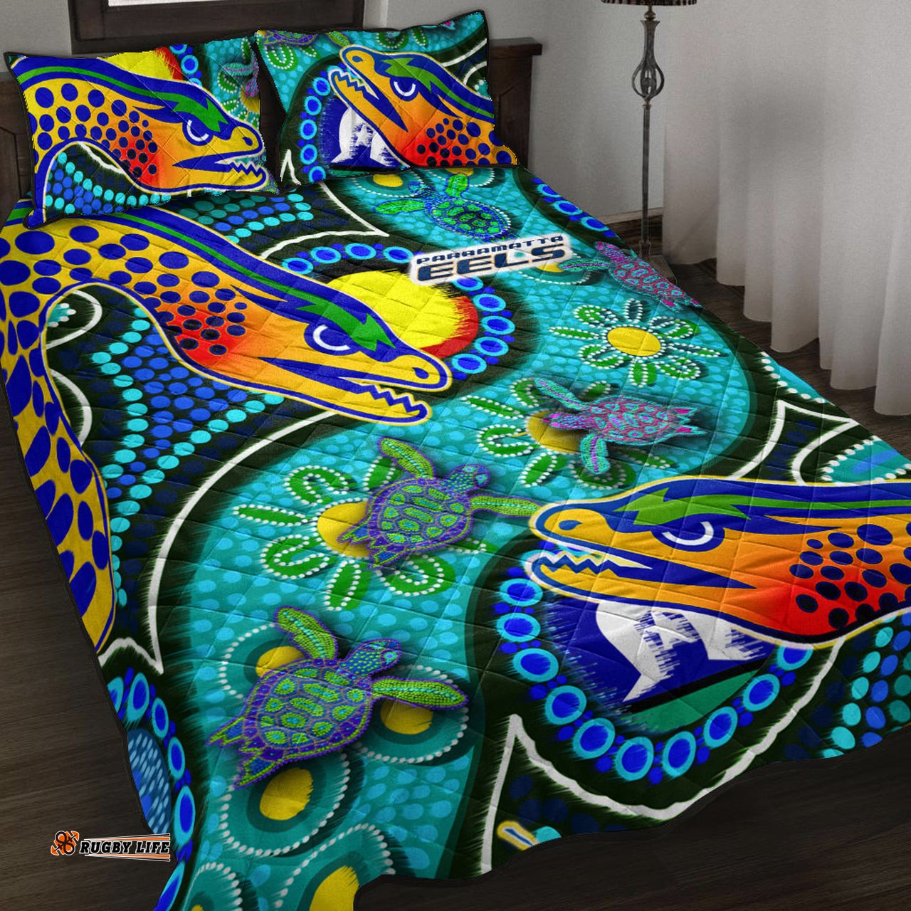 eels rugby quilt bed set indigenous eels with aboriginal and torres strait islander flag