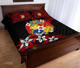 Mate Ma'a Tonga Rugby Quilt Bed Set Polynesian Unique Vibes Red