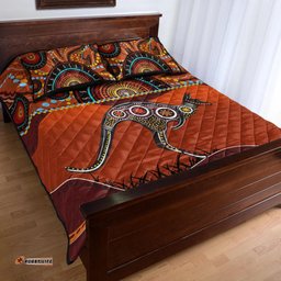 Aboriginal Quilt Bed Set Kangaroo With Dot Painting