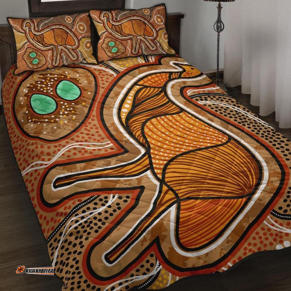 Aboriginal Quilt Bed Set Indigenous Emu Vintage Stye