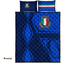 Italy Rugby Quilt Bed Set Gli Azzurri Vibes