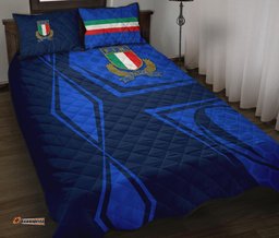 Italy Rugby Quilt Bed Set Gli Azzurri Vibes