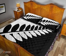New Zealand Flag Silver Fern Black And White Quilt Bedding Sets