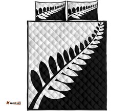 New Zealand Flag Silver Fern Black And White Quilt Bedding Sets