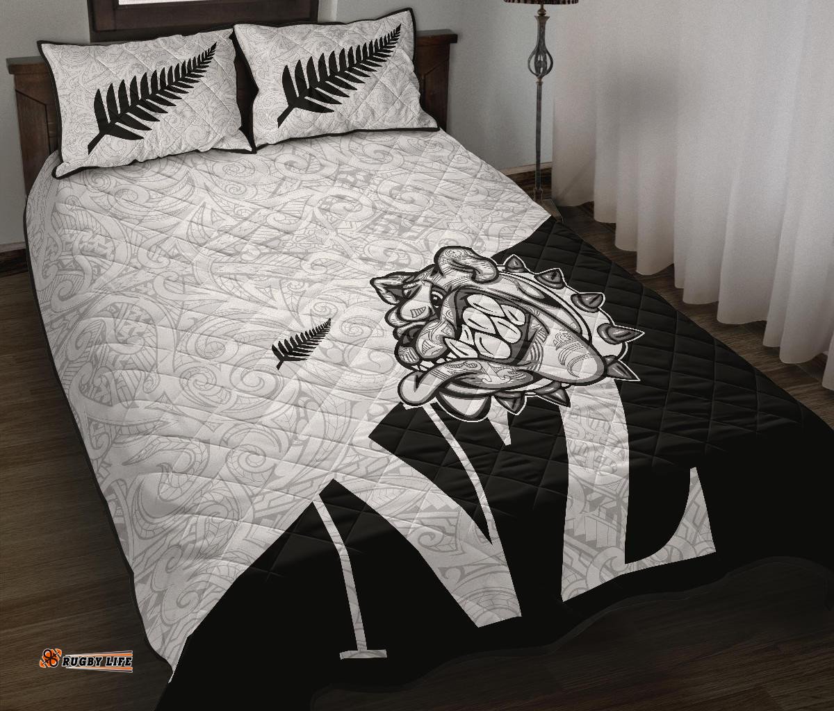 Aotearoa Bulldog Maori Quilt Bed Set White