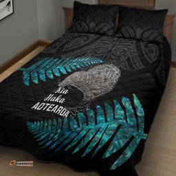 New Zealand Silver Fern Rugby Quilt Bed Set Pacific Kia Haka Kiwis With Maori Ta Moko