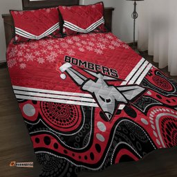 Essendon Football Christmas Quilt Bed Set Merry Xmas Mix Aboriginal Art 07