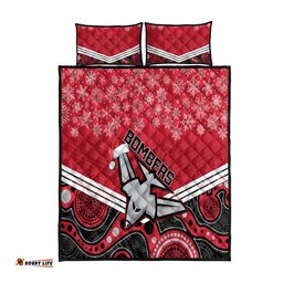Essendon Football Christmas Quilt Bed Set Merry Xmas Mix Aboriginal Art 07
