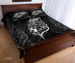 Light Silver Fern New Zealand Quilt Bed Set White